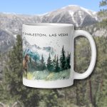 wild horses mt charleston mug, watercolor mountain horse art, ceramic coffee mug, spring mountains nevada, las vegas wildlife mug, horse painting on mug, nature inspired drinkware