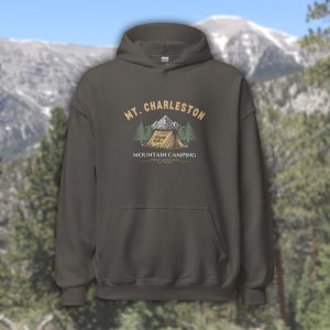 Mt Charleston Hoodie Mountain Camping - Mt. Charleston Gifts Mt Charleston Mountain Camping hoodie, tent pine trees design, Spring Mountains Las Vegas sweatshirt, Nevada hiking camping apparel, cozy outdoor pullover
