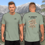 mt charleston hiking trails t shirt sage green, trail sign graphic with north loop south loop bristlecone trail cathedral rock fletcher canyon, spring mountains nevada hiking shirt, las vegas mountain tee