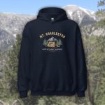 Spring Mountains hoodie Las Vegas, mountain tent camping graphic, Mt Charleston Nevada sweatshirt, pine forest design, hiking camping clothing